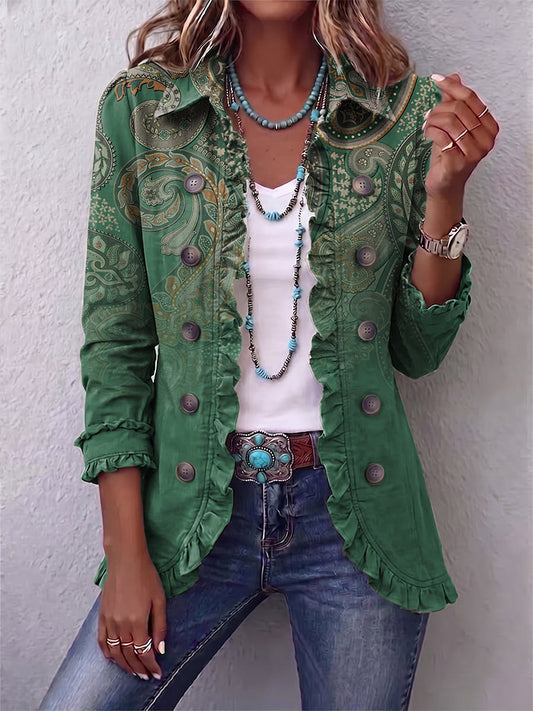 Jemara™ | Veste à volants d’inspiration bohème avec imprimé cachemire