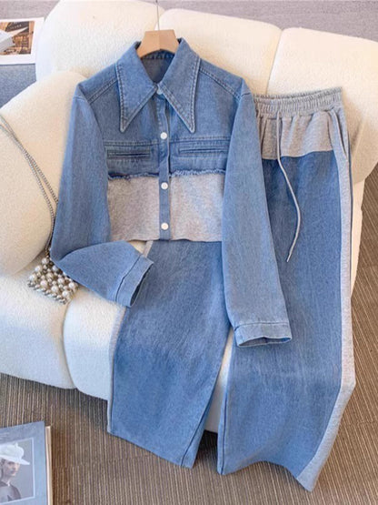 Holbrook™ | Color-Blocked Cropped Jacket and Wide-Leg Pants Ensemble