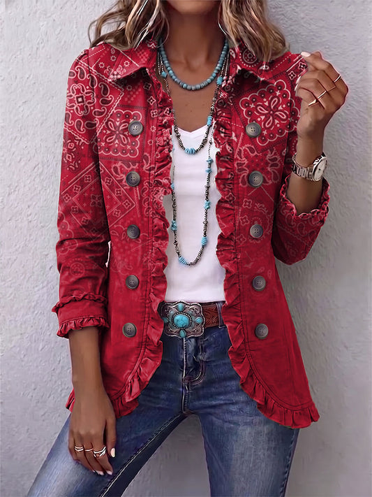 Criselle™ | Veste à volants bohème à motif cachemire ombré