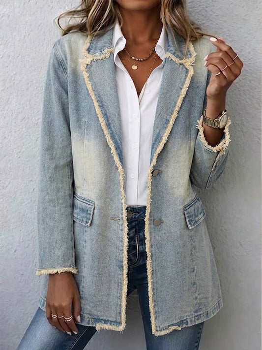 Dionne™ | Blazer oversize d’inspiration rétro à bords effilochés