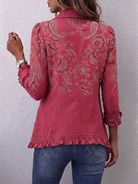 Anouk™ | Veste à volants rétro à motif cachemire