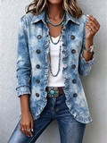 Jemison™ | Veste à volants ornée d’un imprimé botanique vintage en dégradé bohème
