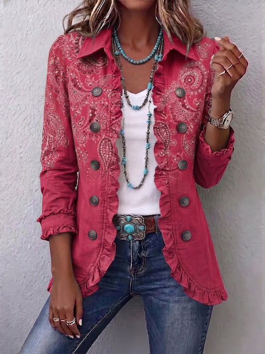 Anouk™ | Veste à volants rétro à motif cachemire
