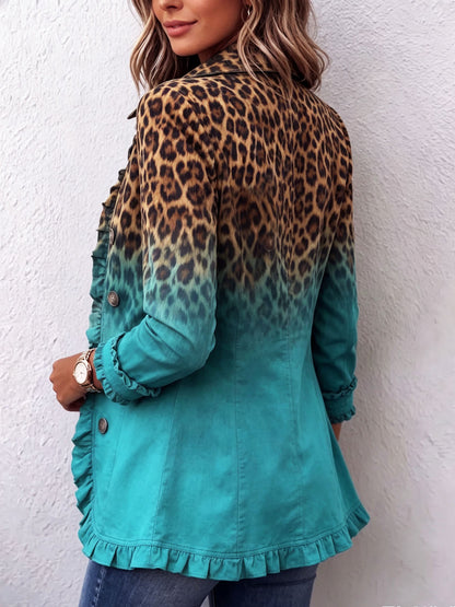 Veste blazer à volants Elspeth™ à dégradé léopard