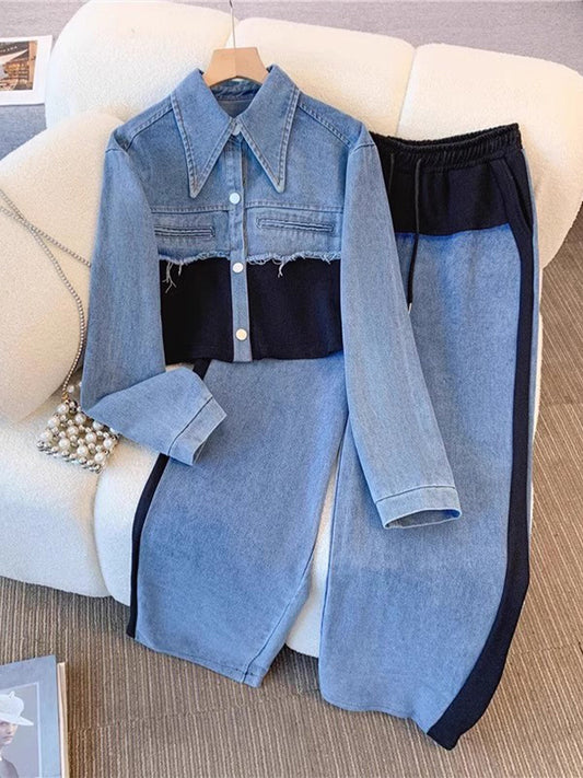 Holbrook™ | Ensemble veste courte color-block et pantalon à jambes larges