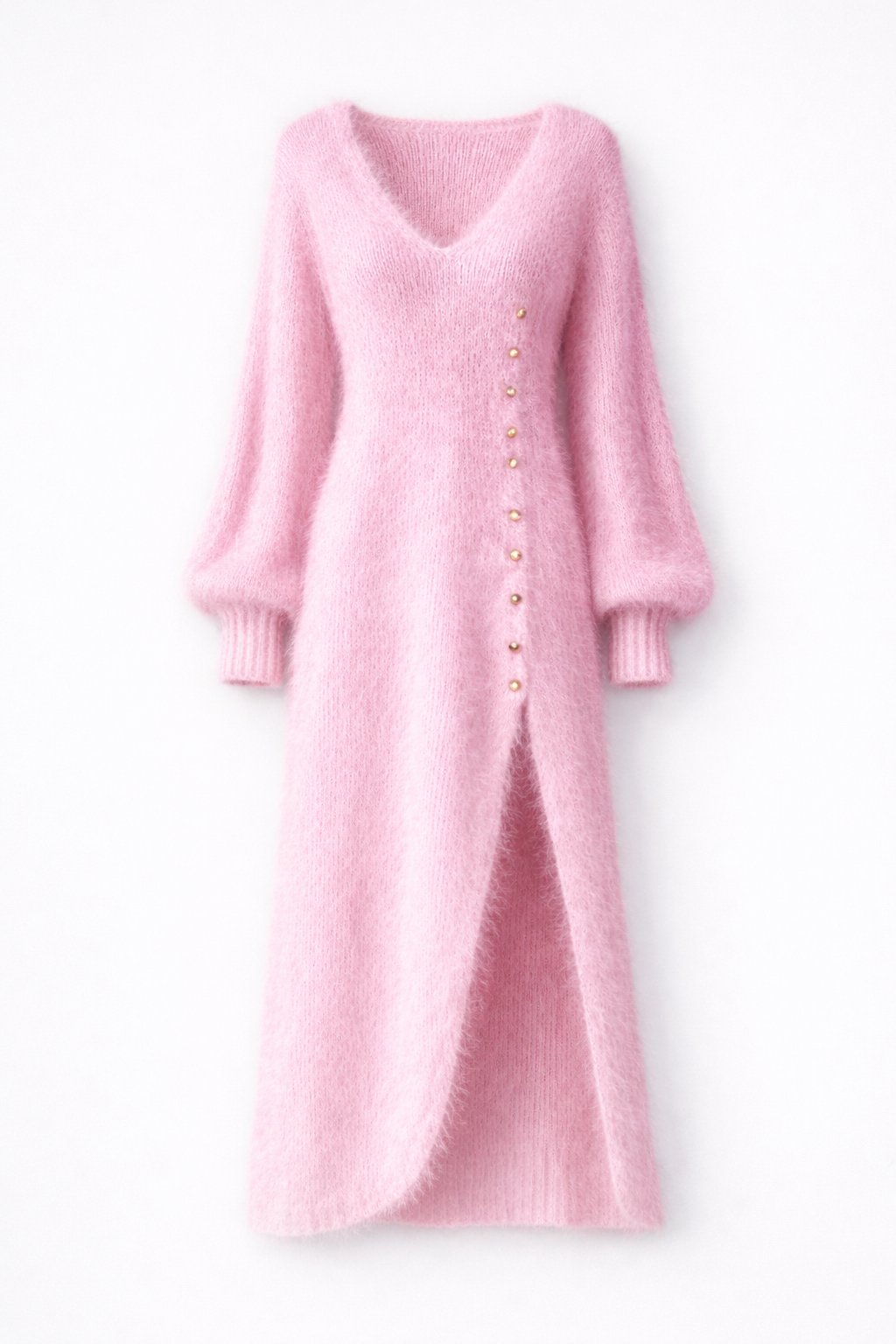 Céleste | Robe longue en maille duveteuse
