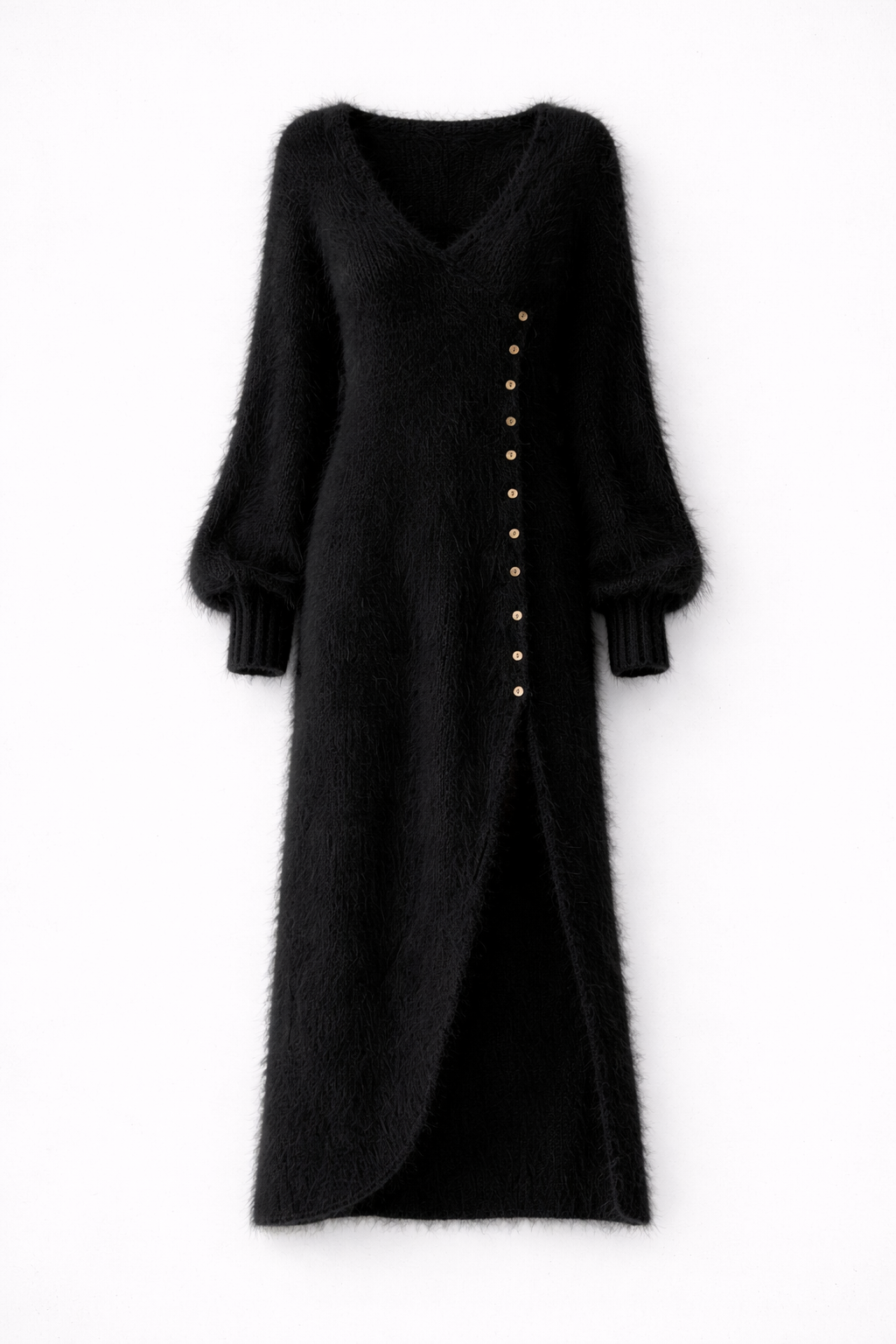 Céleste | Robe longue en maille duveteuse