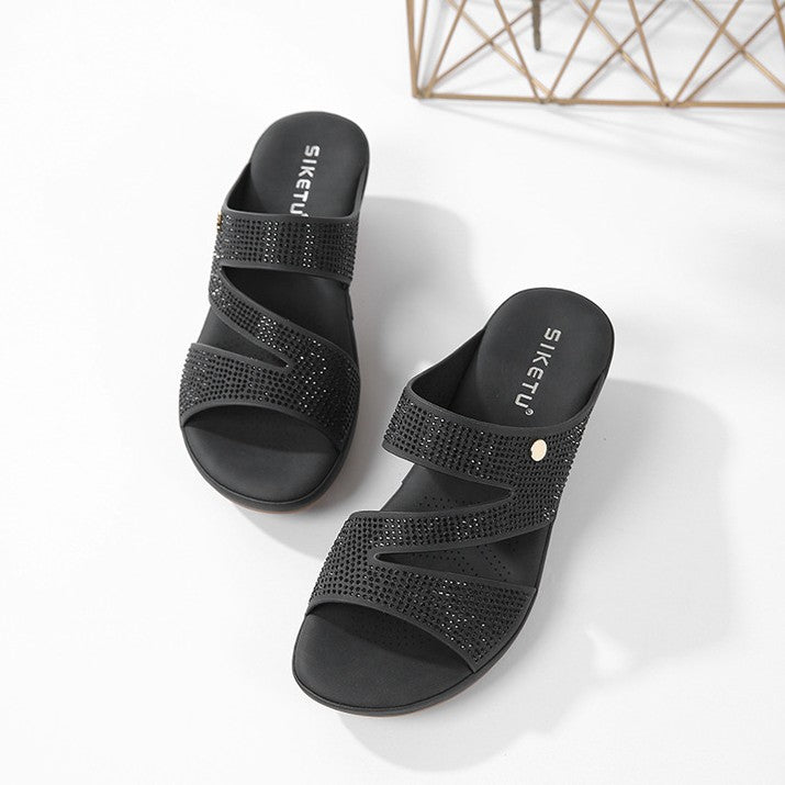 Siketu | Sandales claquettes confort à strass