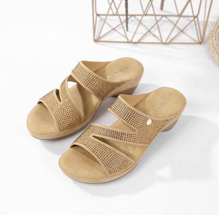 Siketu | Sandales claquettes confort à strass