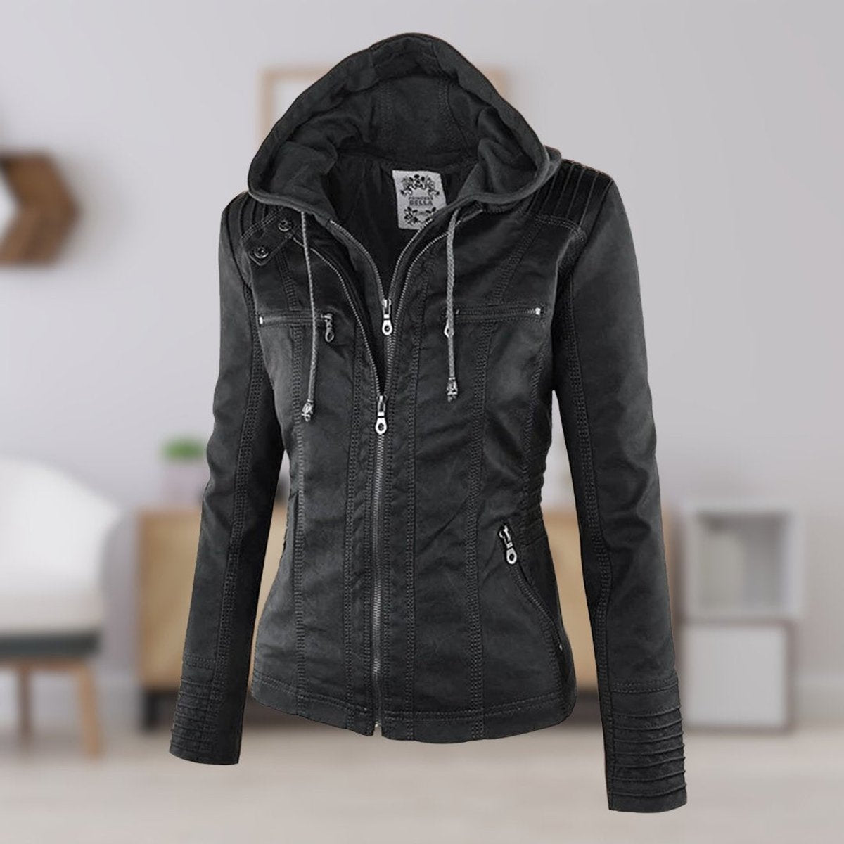 Women’s Zip-Front Fitted Moto Jacket