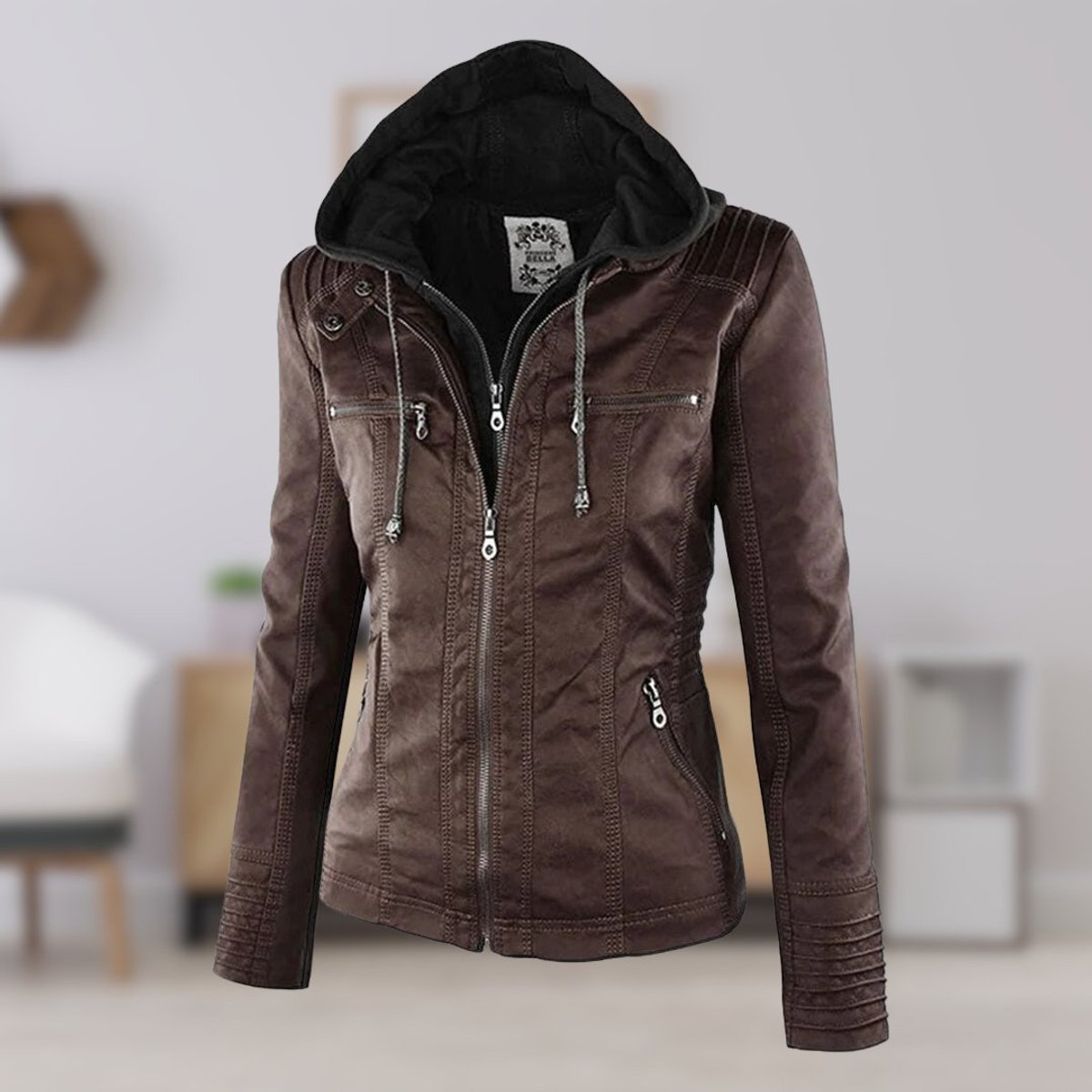 Veste motard zippée pour femme